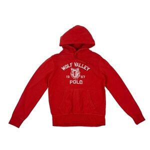 Polo Ralph Lauren Wolf Valley 1967 Vintage Distressed Hoodie Red White